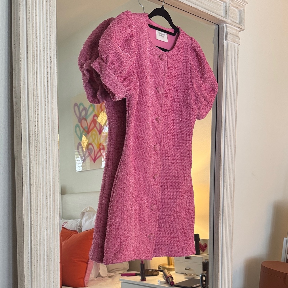 Chic Pink Tweed Mini Dress